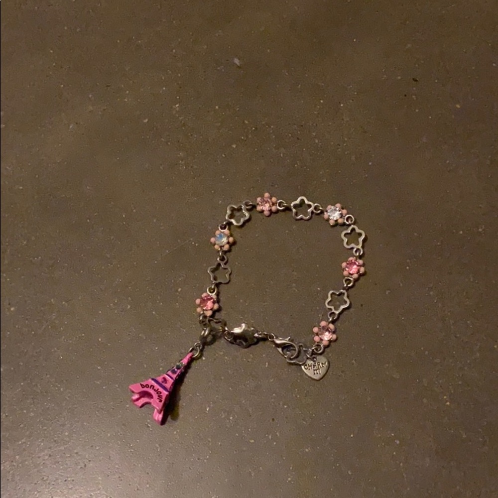 Kids floral eiffel tower charm it charm bracelet